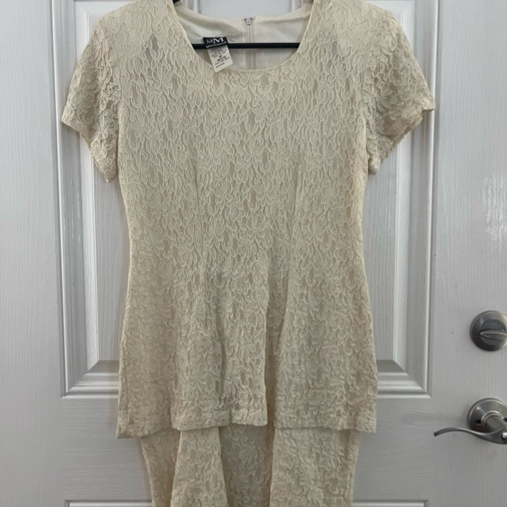Michele Cream Lace Petite Dress